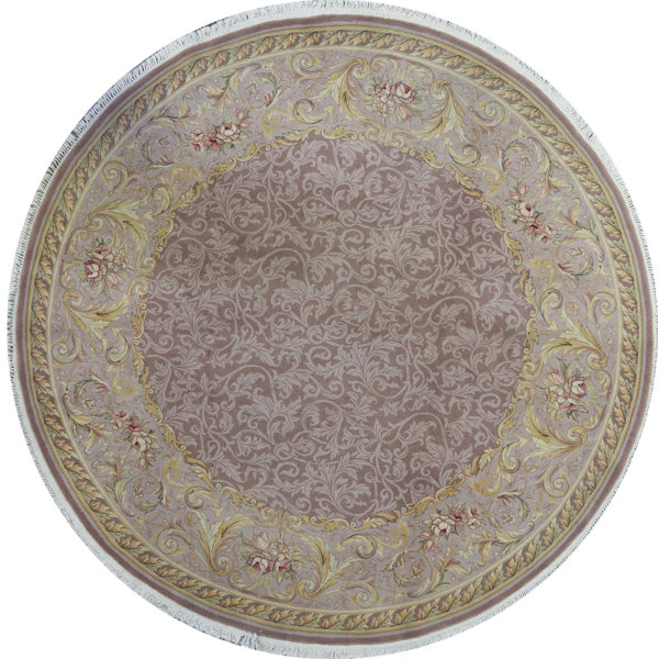 Bokara Rug Co., Inc. HandKnotted HighQuality Gold and Ivory Round